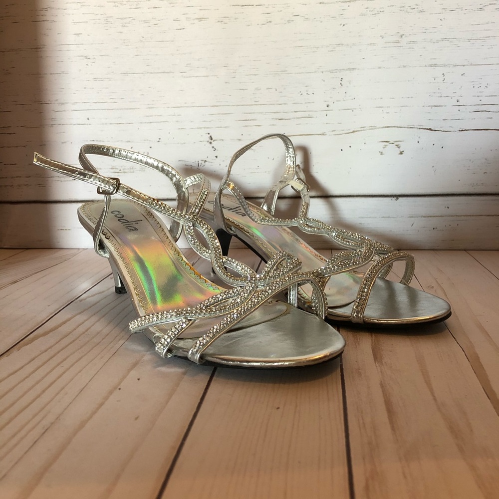 Prom/Graduation Silver Small Heel Sandal